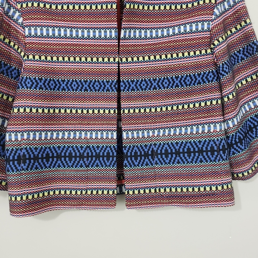 Weekend Max Mara Basketweave Tribal Pattern Cropped Jacket Size 6 - Picture 5 of 13